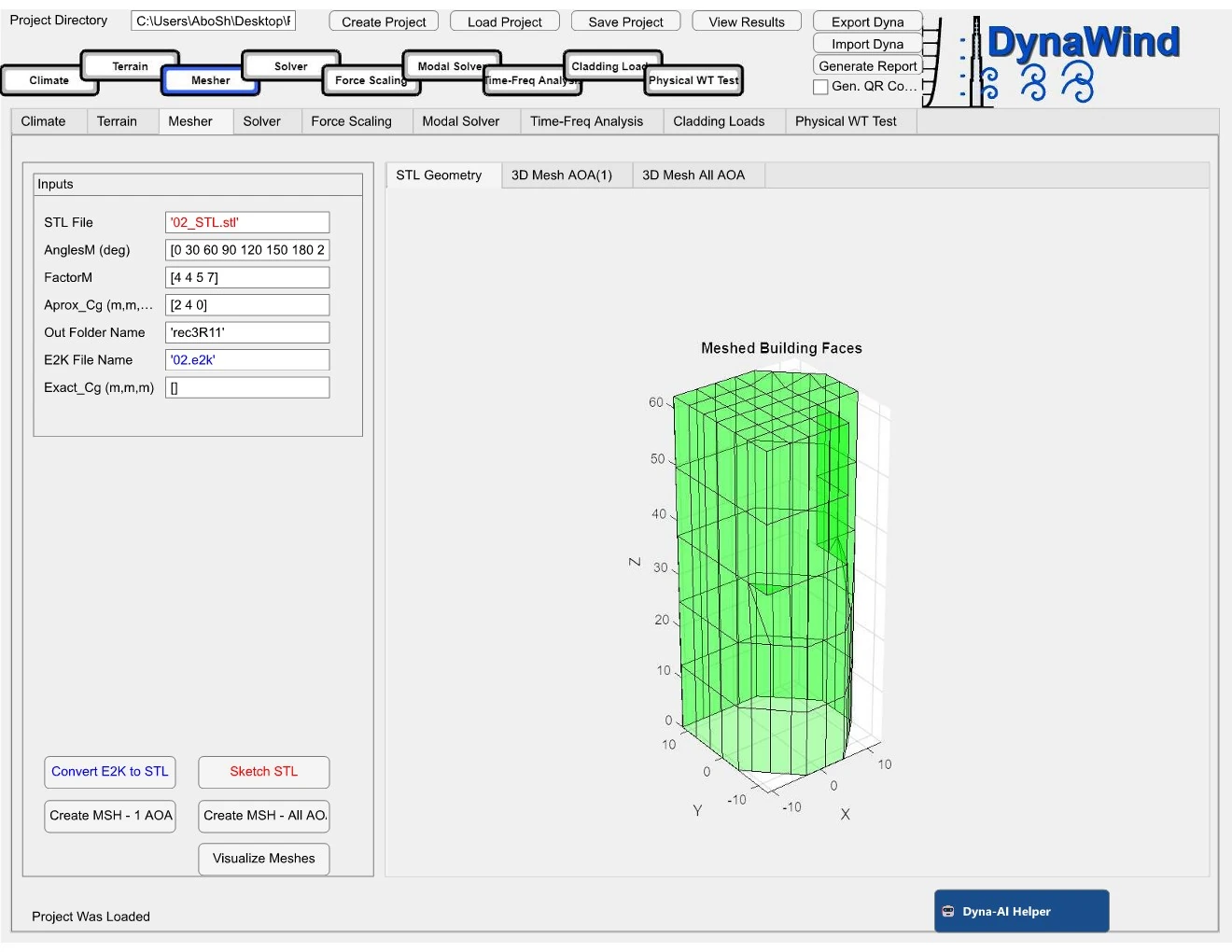 Mesher — building surface meshing from STL / E2K with quick previews