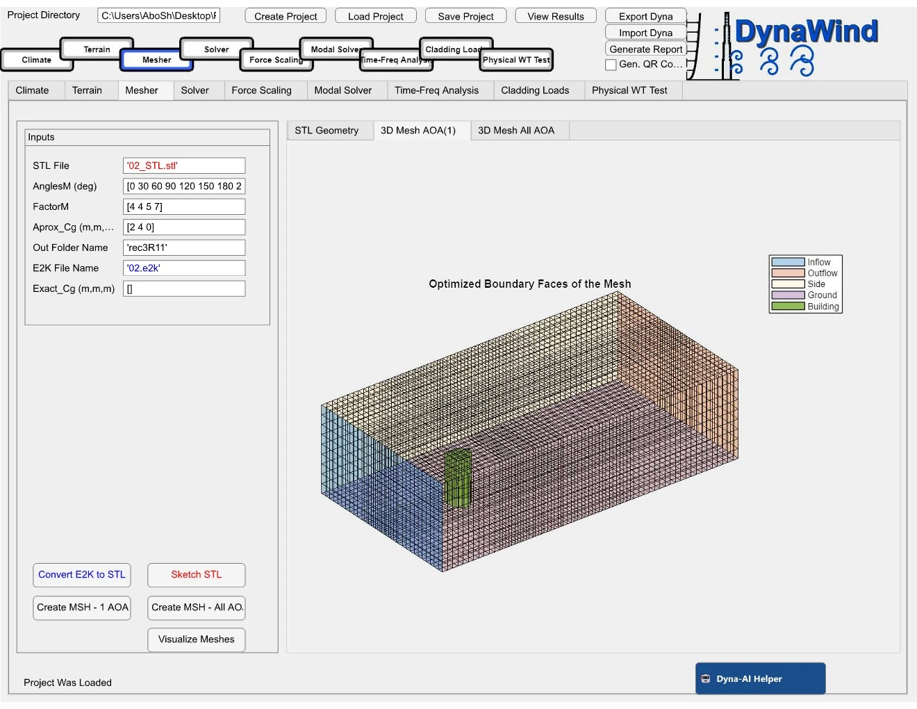 Mesher — optimized boundary faces (inflow/outflow/ground/building)